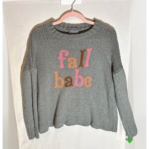 WOODEN SHIPS Fall Babe Crew Sweater in Grey Pink XS/ S